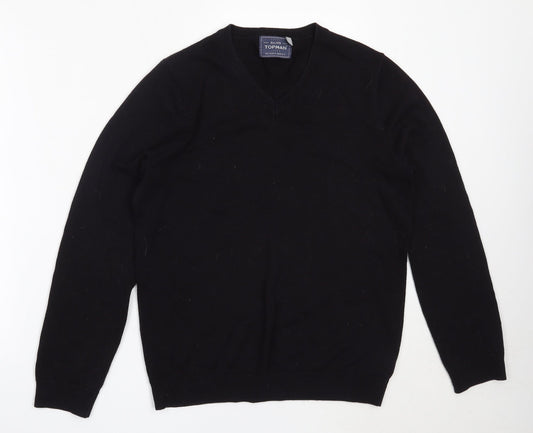 Topman Mens Blue V-Neck  Cotton Pullover Jumper Size S