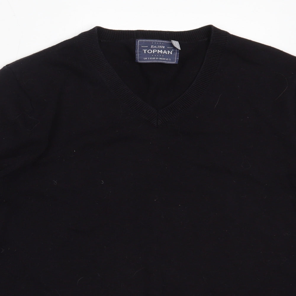 Topman Mens Blue V-Neck  Cotton Pullover Jumper Size S