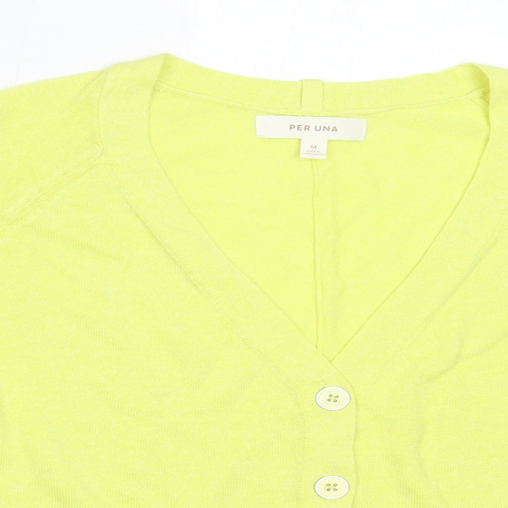 Womens UK Size M Per Una Green Cardigan Jumper