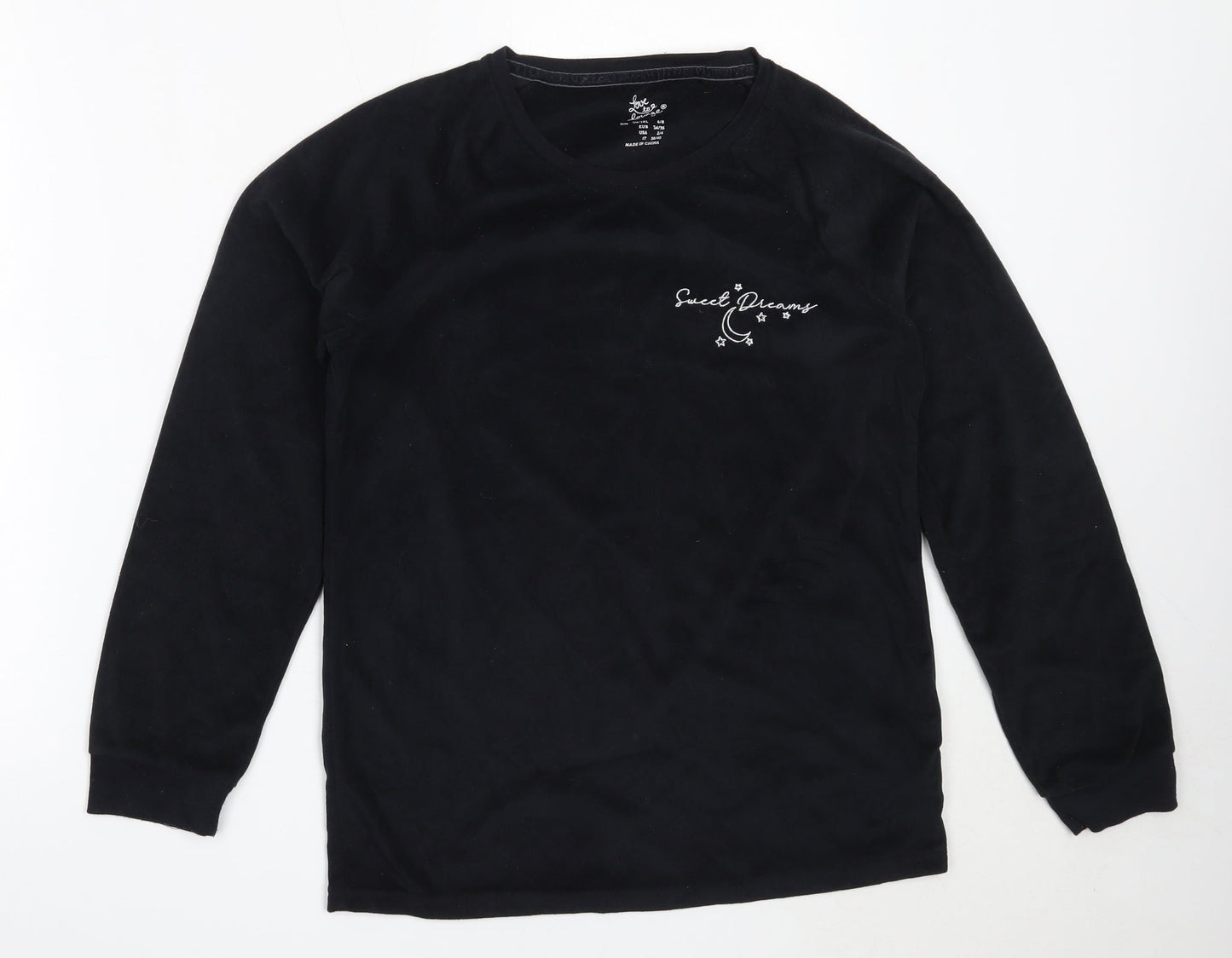 Primark Womens Black Solid Polyester Top Pyjama Top Size XS