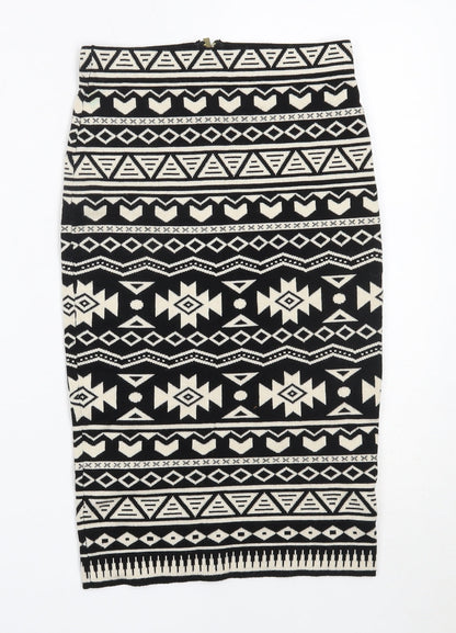 Atmosphere Womens Black Geometric Viscose Straight & Pencil Skirt Size 8