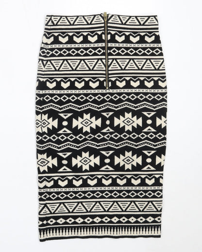 Atmosphere Womens Black Geometric Viscose Straight & Pencil Skirt Size 8