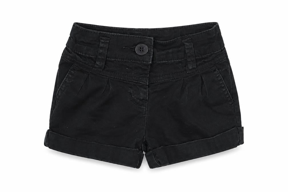 Front view of George girls’ black cotton bermuda shorts, size 4, years regular