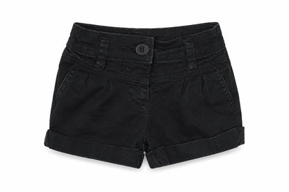Front view of George girls’ black cotton bermuda shorts, size 4, years regular