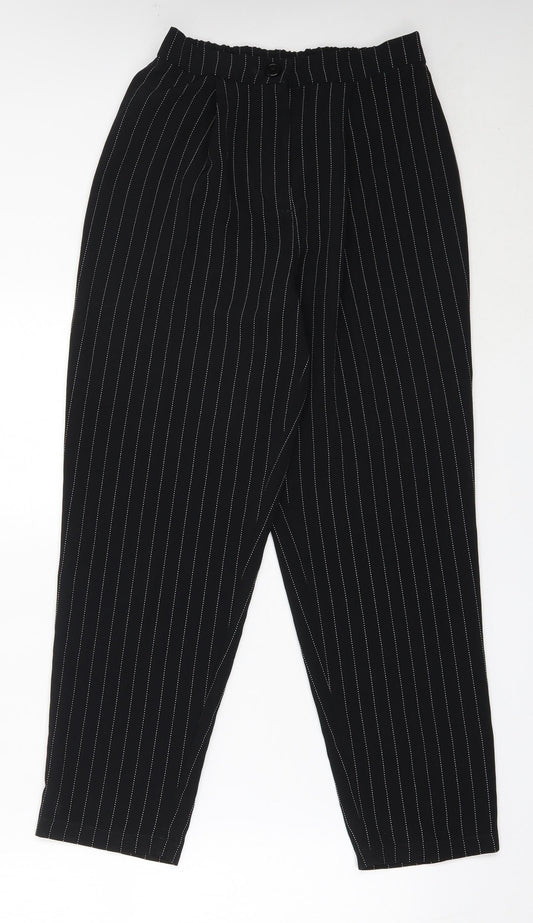 Womens UK Size 34 in H&M Regular Fit Capri Black Trousers