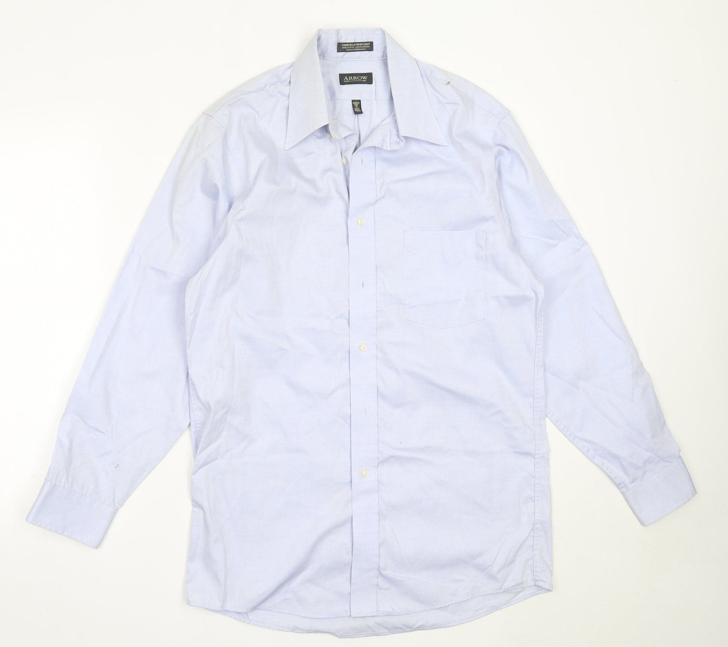 Arrow Mens Blue  Cotton  Button-Up Size 15 Collared