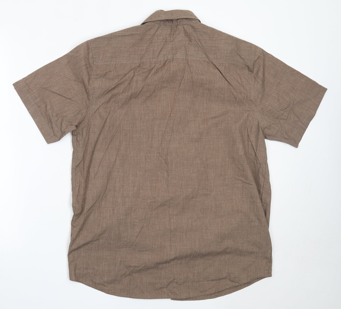 Mens UK Size M BHS Brown  Button-Up Short Sleeve Casual Shirt