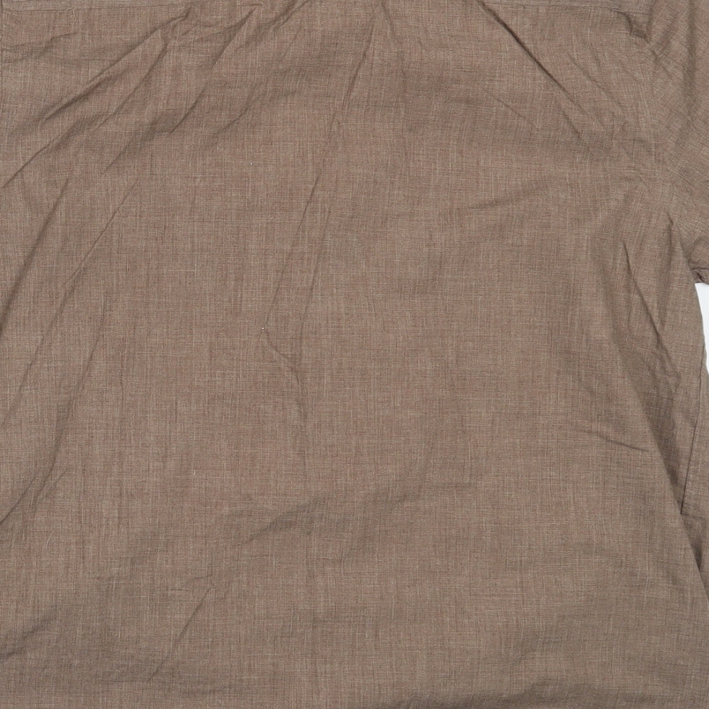 Mens UK Size M BHS Brown  Button-Up Short Sleeve Casual Shirt