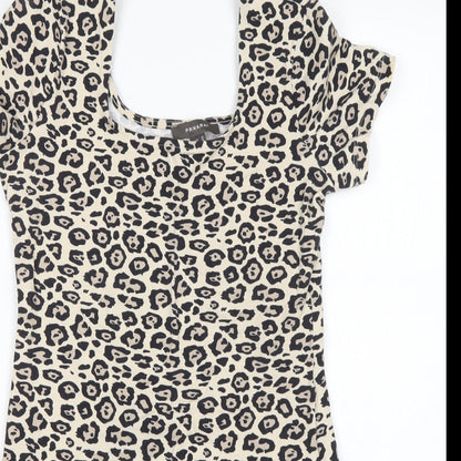 Primark Womens Multicoloured Animal Print Cotton Mini  Size 10  Round Neck