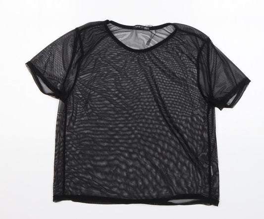 I SAW IT FIRST Womens Black  Viscose Basic Blouse Size 12 Round Neck