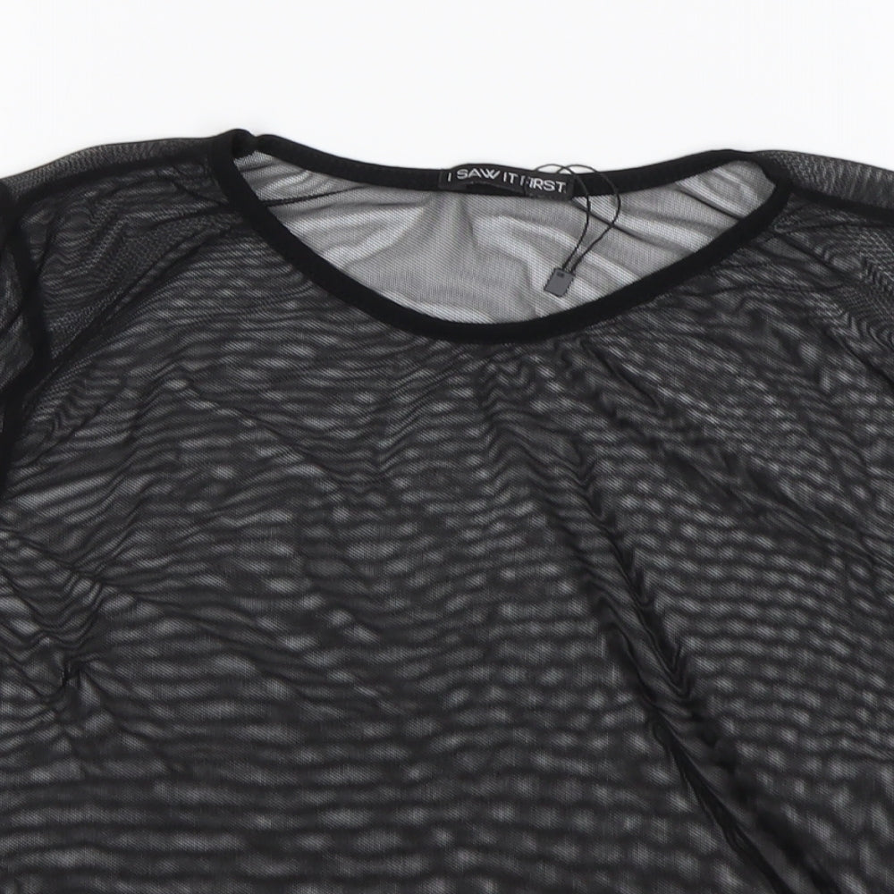I SAW IT FIRST Womens Black  Viscose Basic Blouse Size 12 Round Neck