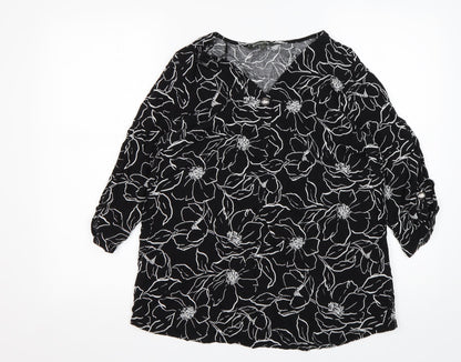 Bonmarché Womens Multicoloured Floral Viscose Basic Blouse Size 12 V-Neck