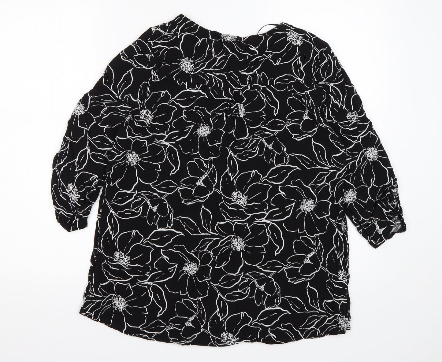 Bonmarché Womens Multicoloured Floral Viscose Basic Blouse Size 12 V-Neck