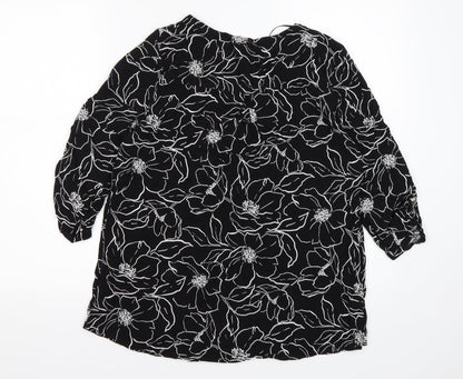 Bonmarché Womens Multicoloured Floral Viscose Basic Blouse Size 12 V-Neck