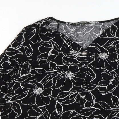 Bonmarché Womens Multicoloured Floral Viscose Basic Blouse Size 12 V-Neck
