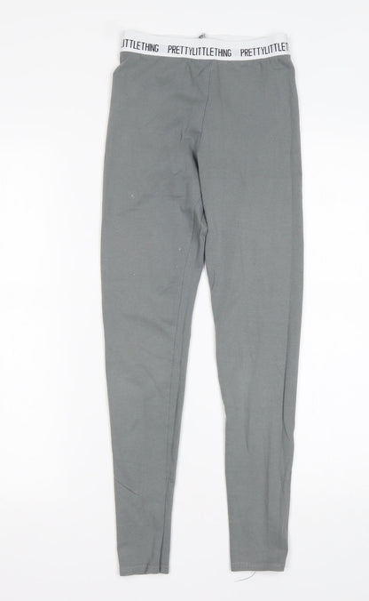 PRETTYLITTLETHING Womens Grey  Cotton Sweatpants Leggings Size 4 L27 in Regular