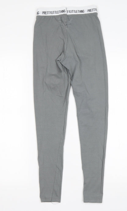PRETTYLITTLETHING Womens Grey  Cotton Sweatpants Leggings Size 4 L27 in Regular