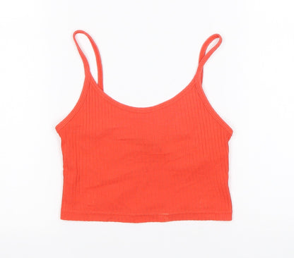 Womens UK Size 4 Topshop Orange Cropped Tank