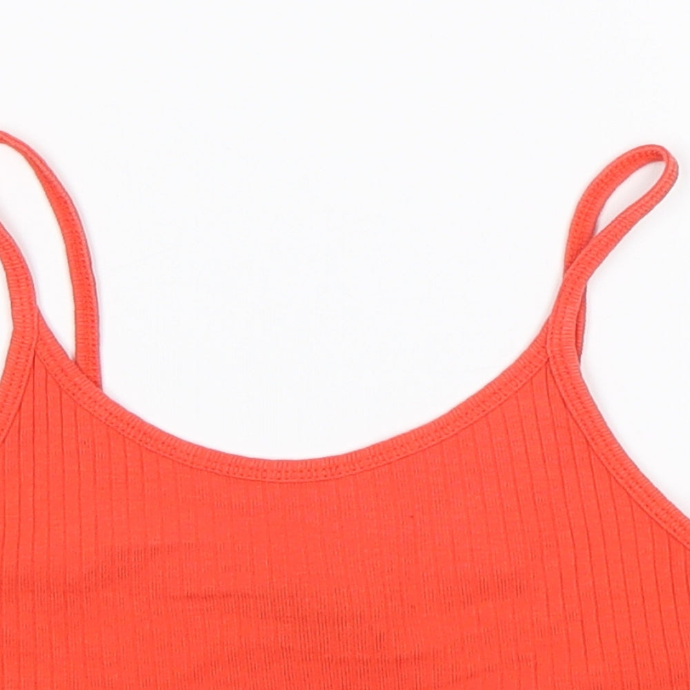 Womens UK Size 4 Topshop Orange Cropped Tank