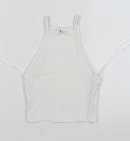 Womens UK Size 2XS H&M White Cropped Tank