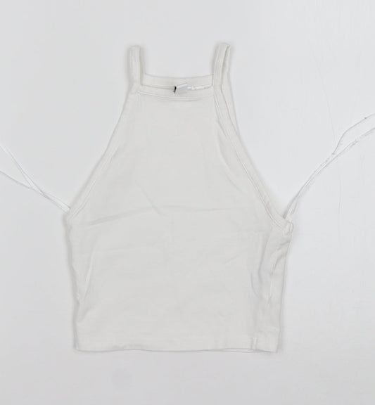Womens UK Size 2XS H&M White Cropped Tank