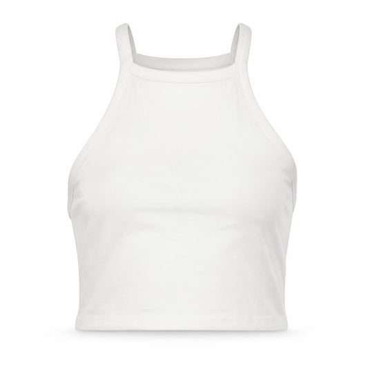 Front view of H&M women’s white cotton cropped tank size 2xs square neck