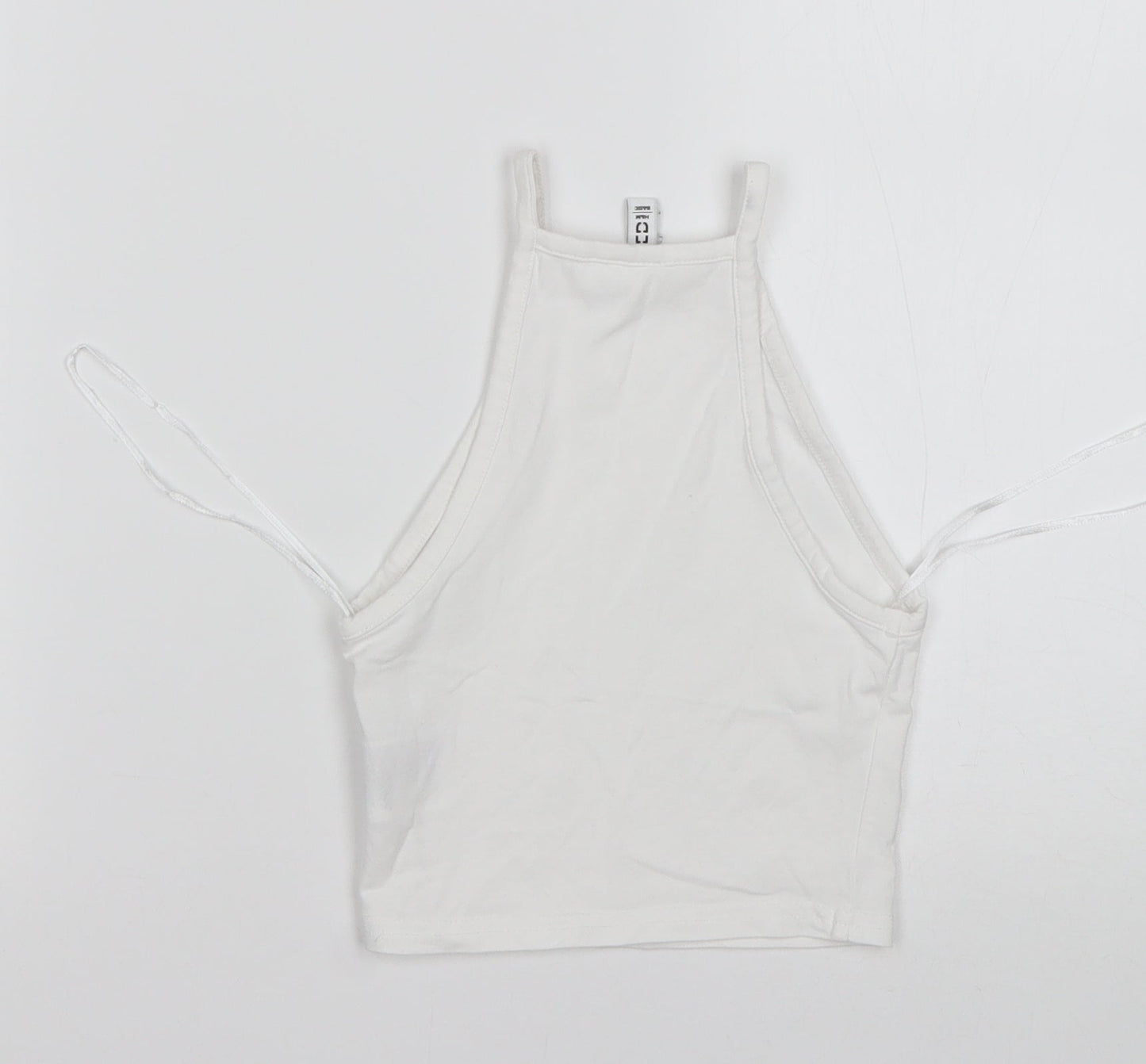 Womens UK Size 2XS H&M White Cropped Tank