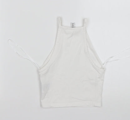 Womens UK Size 2XS H&M White Cropped Tank