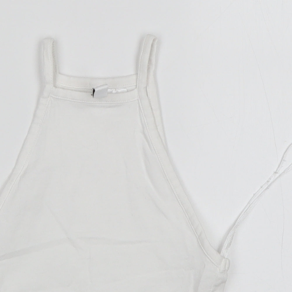 Womens UK Size 2XS H&M White Cropped Tank