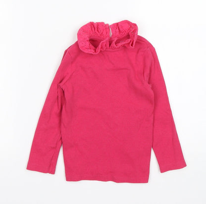 F&F Girls Pink Collared  Cotton Pullover Jumper Size 3-4 Years