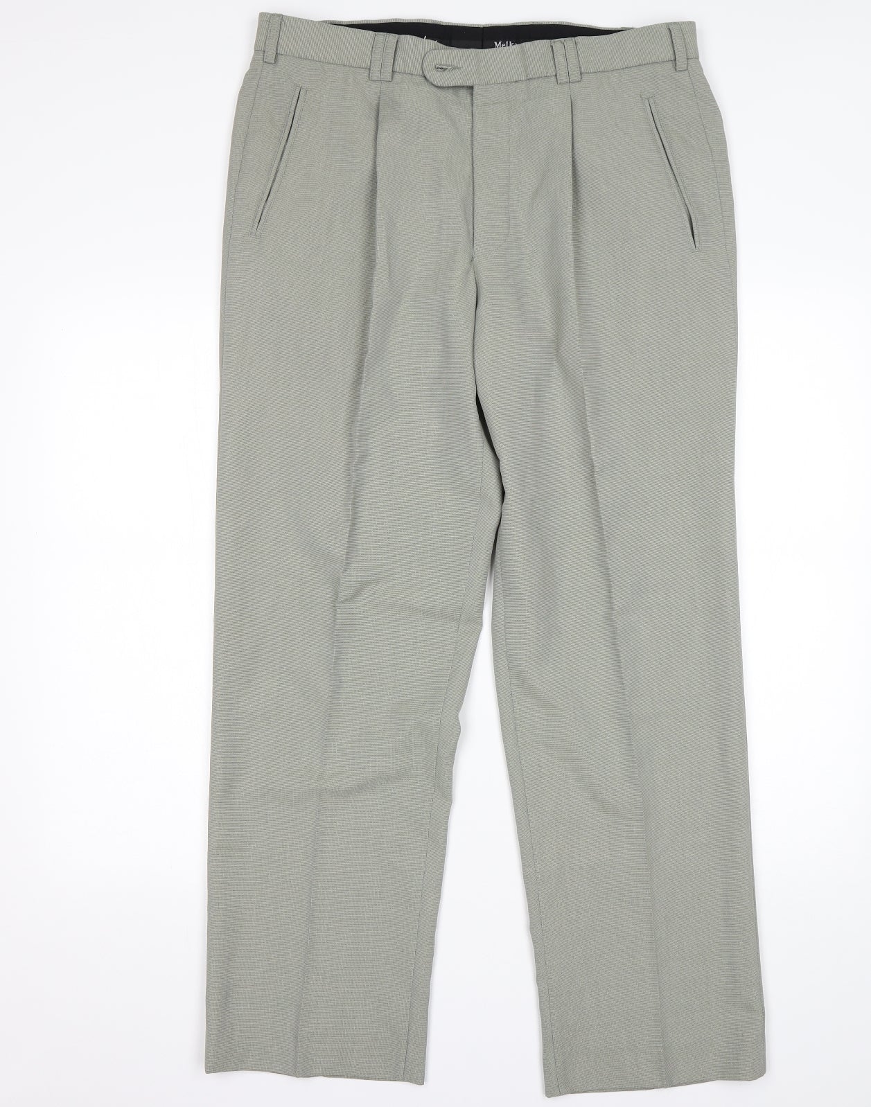 Melka  Mens Green  Polyester Trousers  Size 36 L30 in Regular