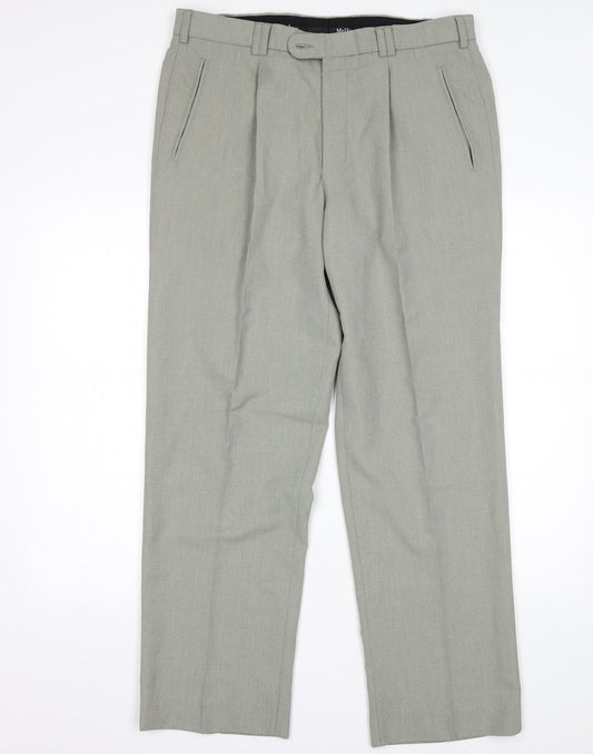 Melka  Mens Green  Polyester Trousers  Size 36 L30 in Regular