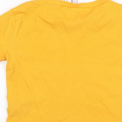 Womens UK Size S H&M Yellow Basic T-Shirt