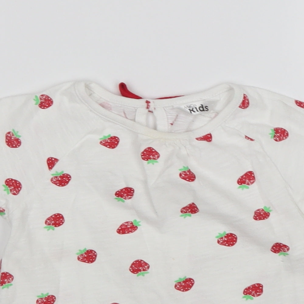 M&Co Girls Multicoloured Polka Dot Cotton Basic T-Shirt Size 2-3 Years Round Neck