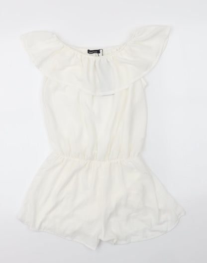 Boohoo Womens Ivory  Polyester Playsuit One-Piece Size M