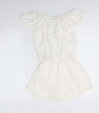 Boohoo Womens Ivory  Polyester Playsuit One-Piece Size M