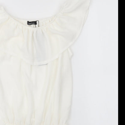 Boohoo Womens Ivory  Polyester Playsuit One-Piece Size M