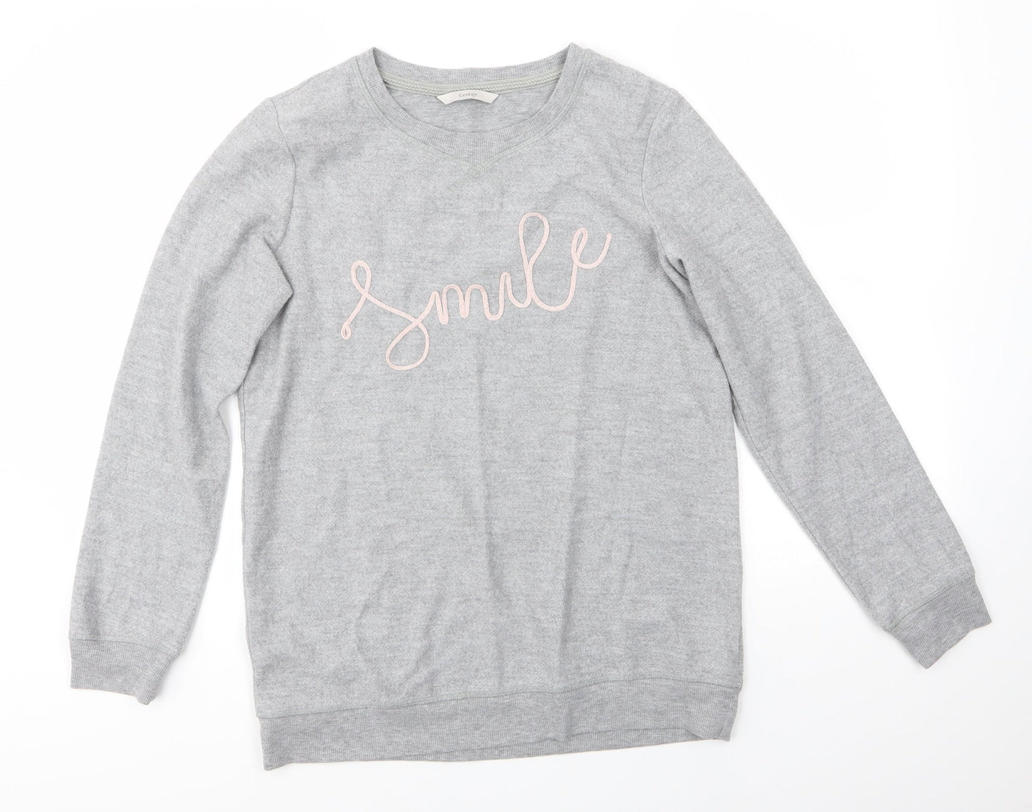 George Womens Grey Round Neck  Polyester Pullover Jumper Size 8