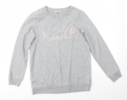 George Womens Grey Round Neck  Polyester Pullover Jumper Size 8