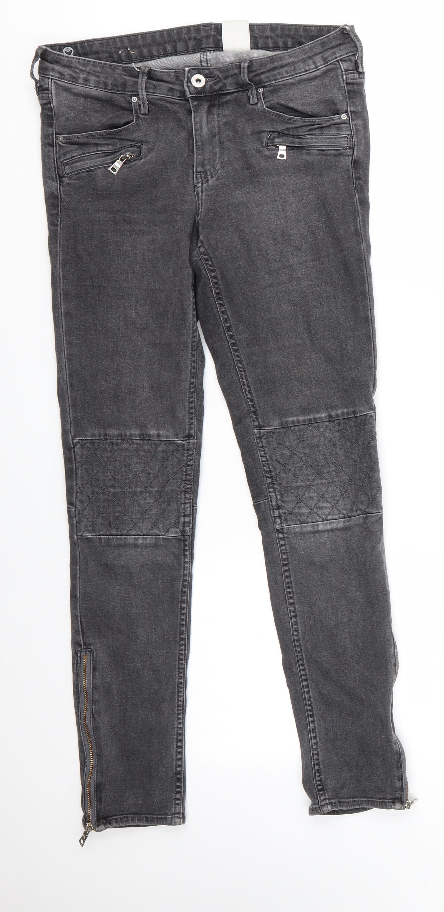 Womens UK Size 29 in H&M Regular Fit Skinny Grey Jeans