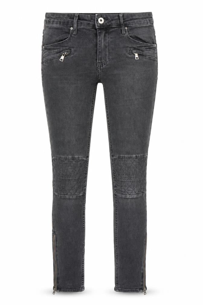 Front view of H&M women’s grey cotton skinny jeans, size UK 29, in, 28-inch leg regular