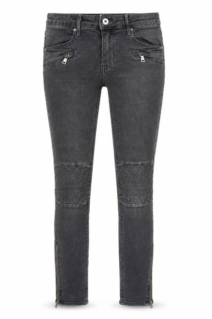Front view of H&M women’s grey cotton skinny jeans, size UK 29, in, 28-inch leg regular