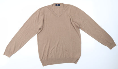 M&S Mens Brown Round Neck  Acrylic Pullover Jumper Size L