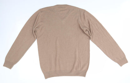 M&S Mens Brown Round Neck  Acrylic Pullover Jumper Size L