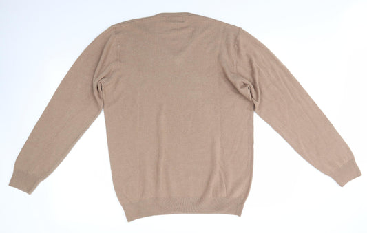M&S Mens Brown Round Neck  Acrylic Pullover Jumper Size L