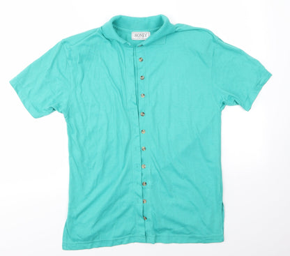 Womens UK Size M HONEY Green Basic Button-Up