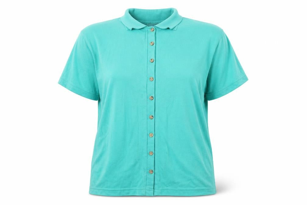 Womens UK Size M HONEY Green Basic Button-Up