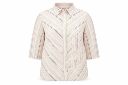 Bonmarché Womens Multicoloured Striped 100% Cotton Basic Button-Up Size 14 Collared
