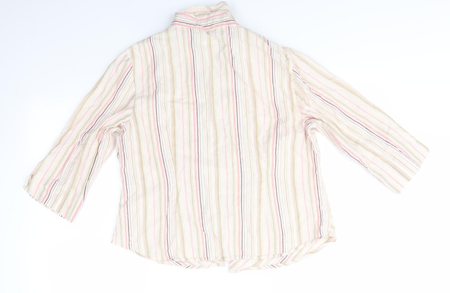 Bonmarché Womens Multicoloured Striped 100% Cotton Basic Button-Up Size 14 Collared