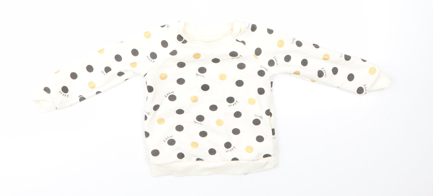 Primark Baby Ivory Polka Dot Cotton Pullover Jumper Size 12-18 Months